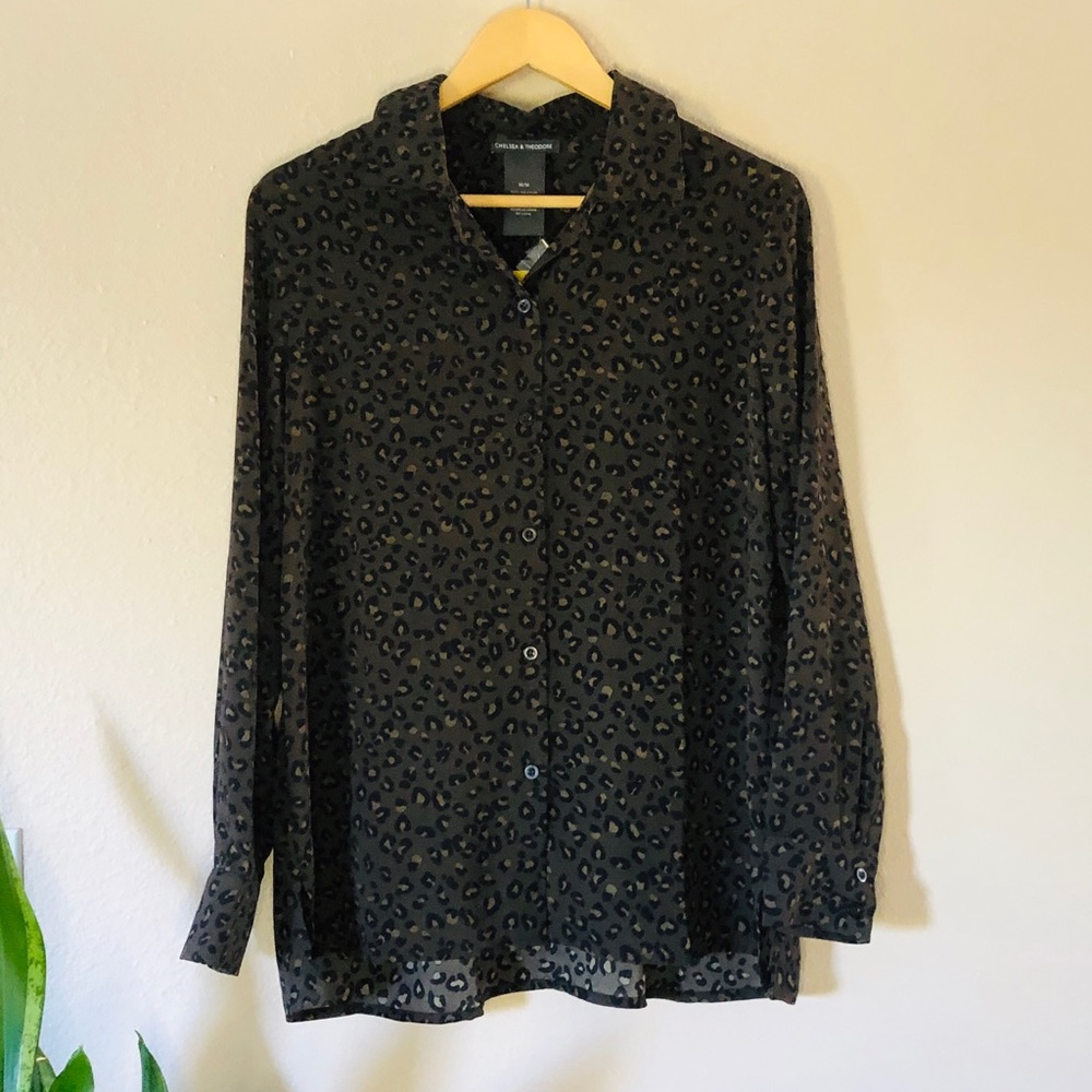 Leopard Button Down Blouse by Chelsea & Theodore
